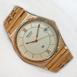 Vintage Seiko SQ Dress Watch 5Y22-8A60 Gold 34mm